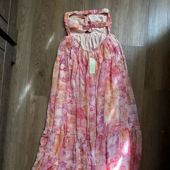 Grey Bandit Pink Horizon Strapless Maxi Dress size S, NWT - Picture 4 of 5